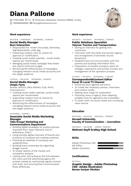 L'Oréal Social Media Manager Resume Sample