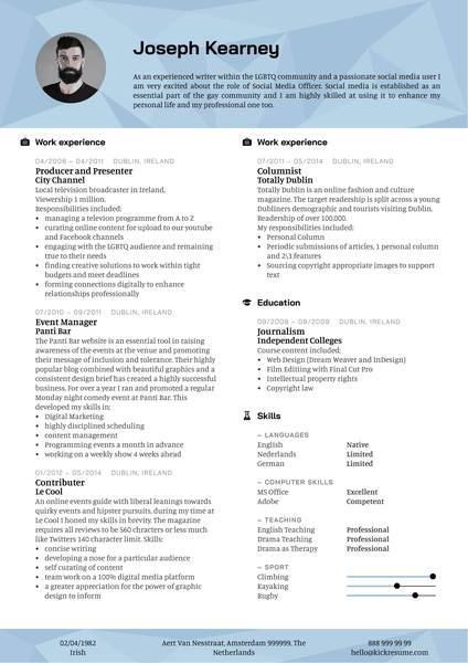 ROMEO Social Media Officer Resume Sample