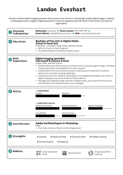 Digital Imaging Specialist Resume Sample