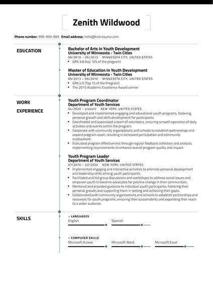 Youth Program Coordinator Resume Sample