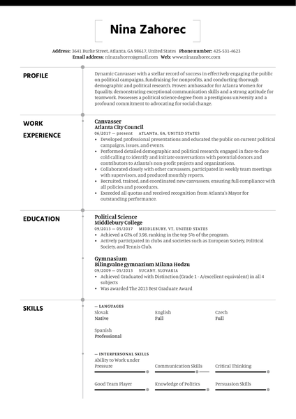 Canvasser Resume Sample