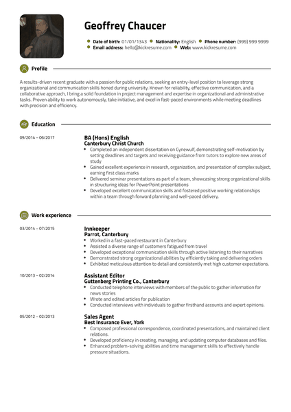 Student Resume Sample Public Relations