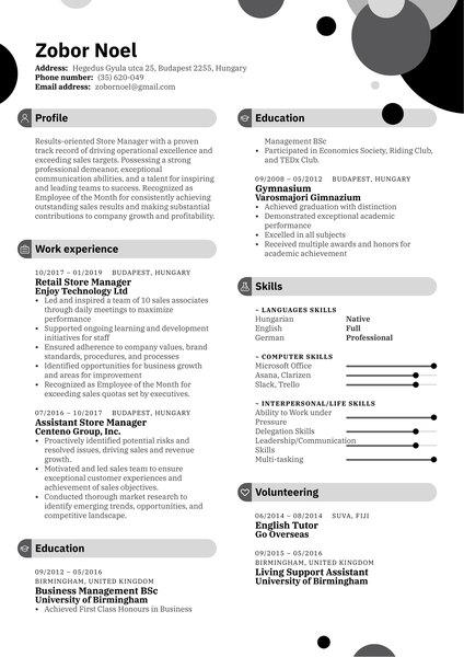 Retail Store Manager Resume Template