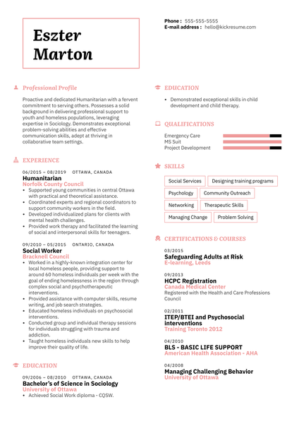 Humanitarian Resume Template