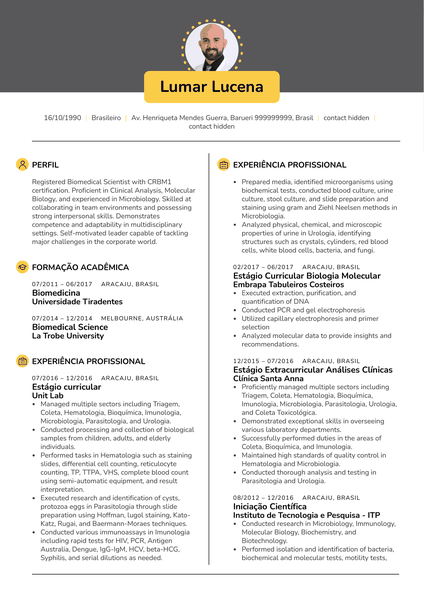 Analista de Laboratório Amostra de Resume