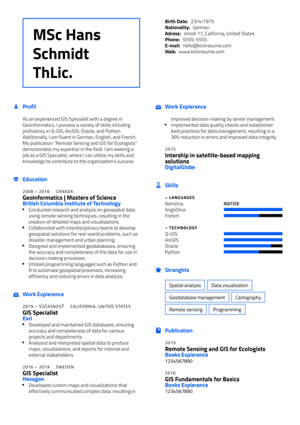 GIS Specialist Resume Sample