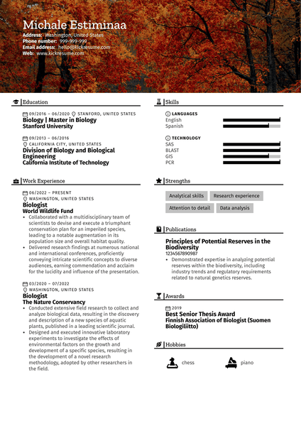 Biologist Resume Sample