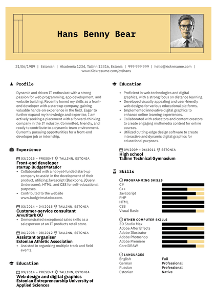 Front-end Developer Resume Sample