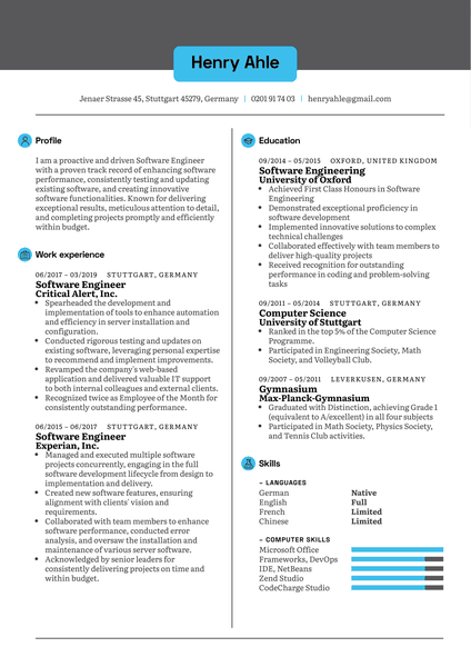 Software Engineer Resume Example