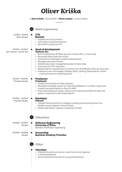 Senior Web Developer Resume Sample