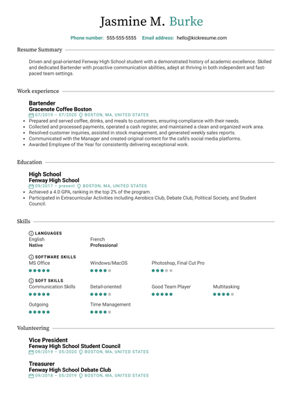 High School CV Template