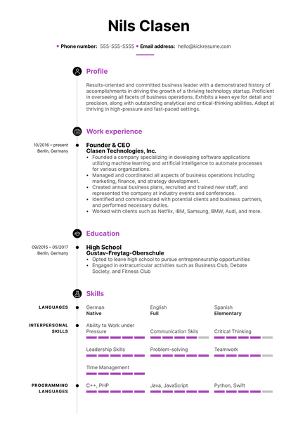 Didn’t Graduate High School Resume Example