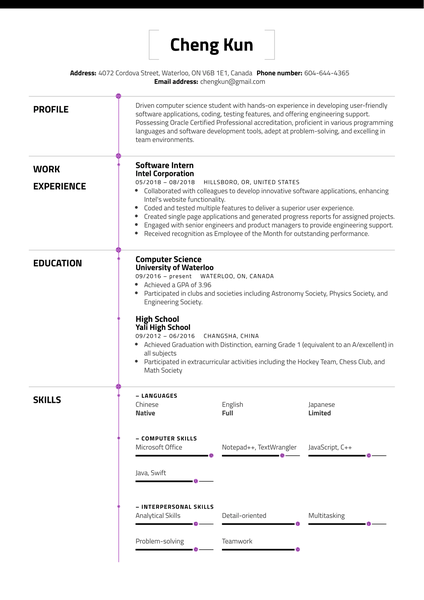 University Student Resume Template