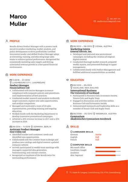 Product Manager Resume Template