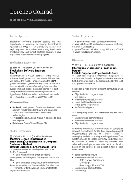 Nau21 Software Engineer Resume Example