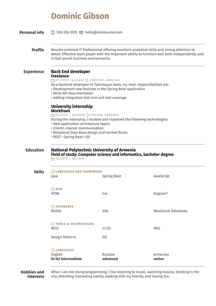 Workfront Full Stack Intern Resume Example