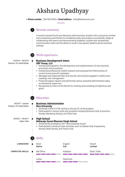 Free College Student Resume Example