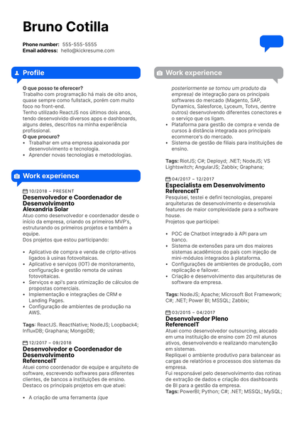 Next Bank Senior Software Developer Resume Example [ES]