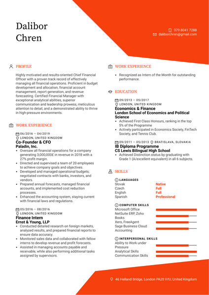 CFO Resume Example