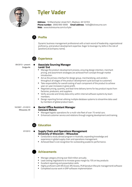 Business Management Graduate CV Example