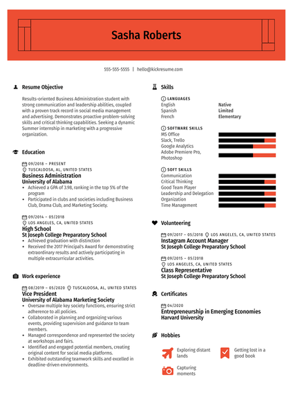 College Simple Resume Template