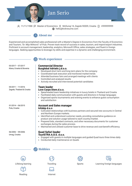 Commercial Director Resume Example