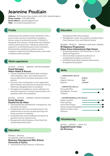 Event Manager Resume Template