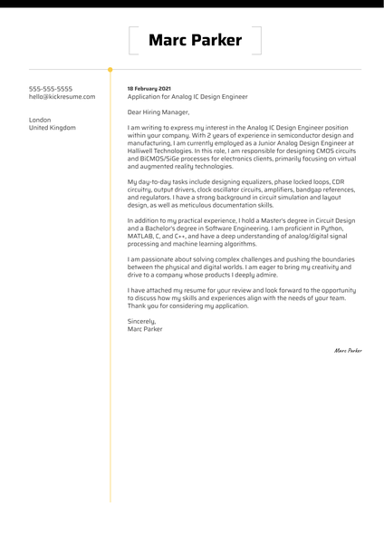 Motion Graphics Artist Cover Letter Example