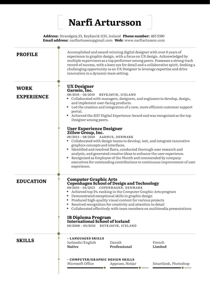 UX Designer Resume Example