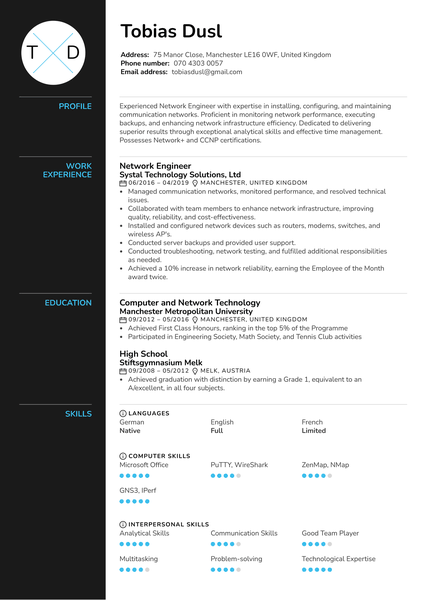 Network Engineer Resume Sample