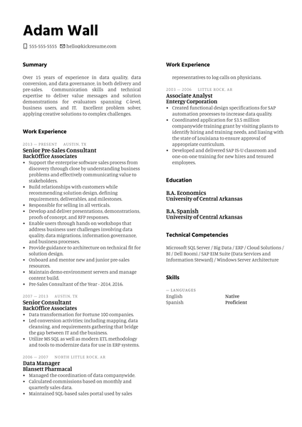 Solution Engineer at MuleSoft Resume Sample