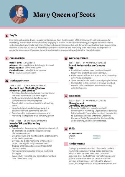 Graduate Account Manager Resume Sample