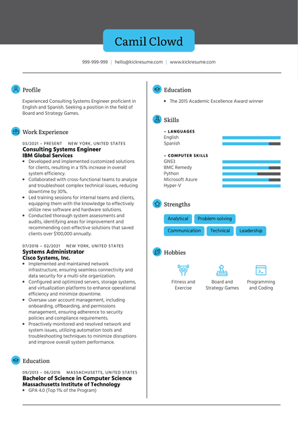 Consulting Systems Engineer Resume Sample