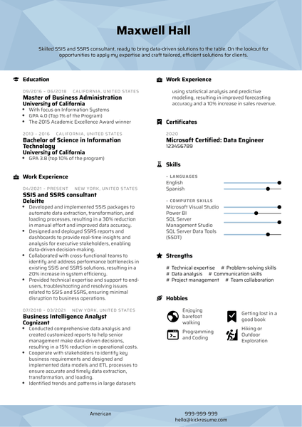 SSIS and SSRS Consultant Resume Sample