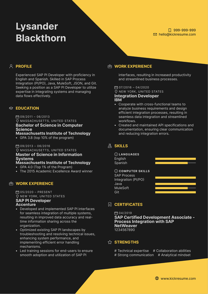 SAP PI Developer Resume Sample