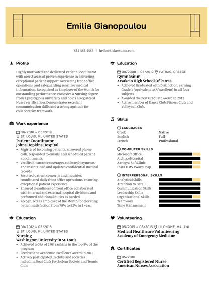 Patient Coordinator Resume Example