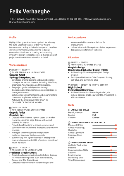 Graphic Artist Resume Template