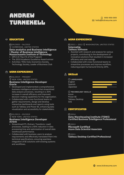 Business Intelligence Developer Resume Sample