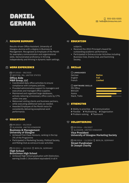 Office Aide Resume Sample