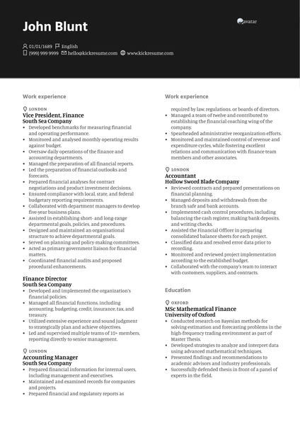 Executive Accountant Resume Sample