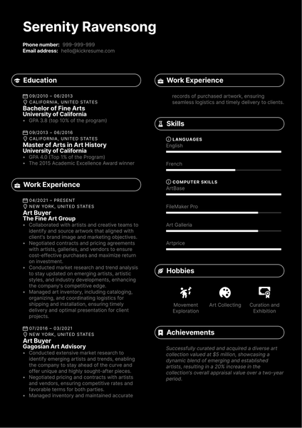 Art Buyer Resume Sample