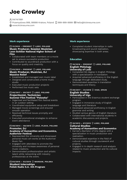 Radio DJ Resume Sample