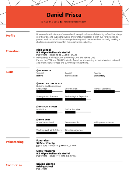 No Work Experience Resume Example