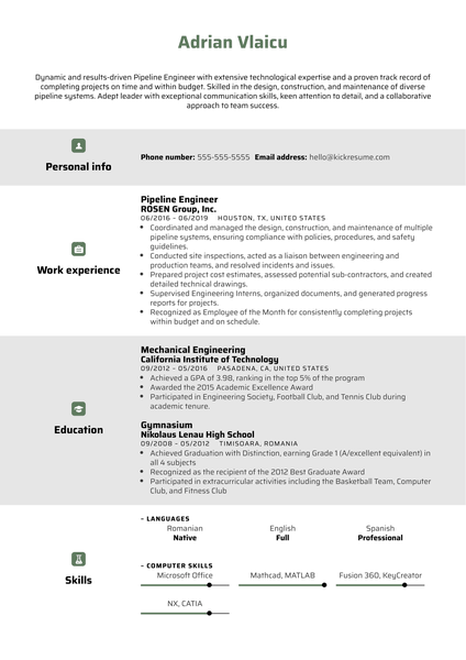 Pipeline Engineer Resume Sample