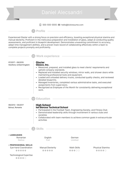 Glazier Resume Example