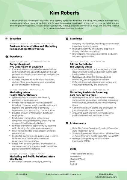 Professional Project Coordinator CV Sample