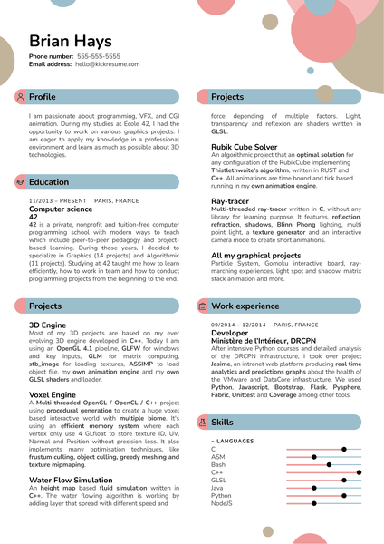 Dwarf Animation Studio Software Engineer Resume Example