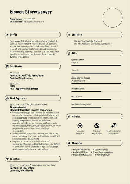 Title Abstractor Resume Sample