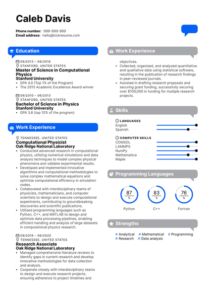 Computational Physicist Resume Sample