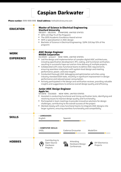 ASIC Design Engineer Resume Sample